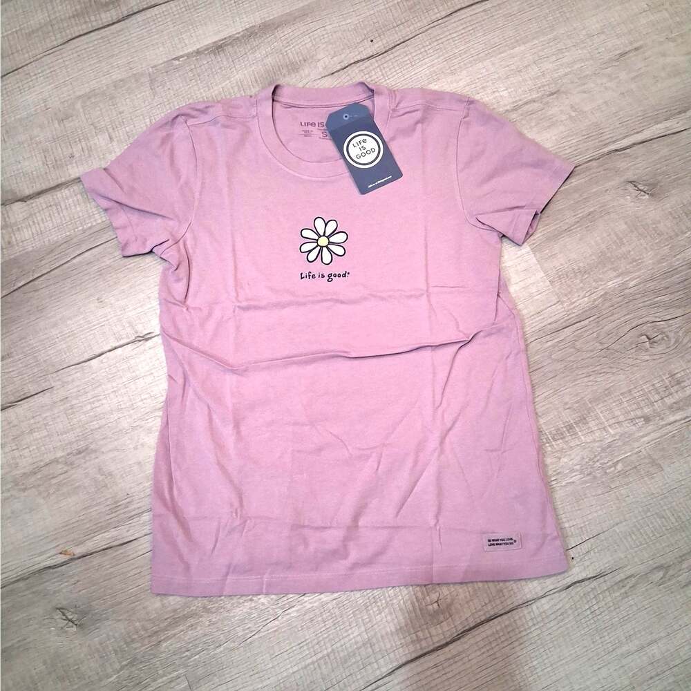 Life is Good Ladies small purple daisy crusher short sleeve tee